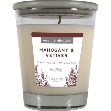 CANDLELITE Candle Lite 251061 9 oz Mahogany & Vetiver Jar Candle with Gray Wood Lid 251061